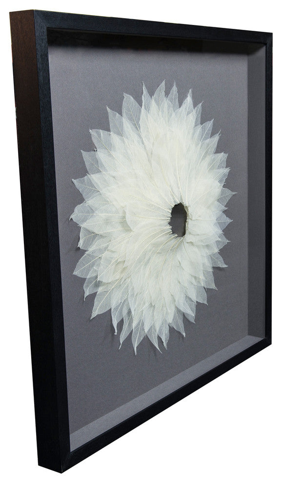 Tree Leaves Framed Shadow Box Wall Hanging Art, 31 1/2" Square, Narrow Leaf