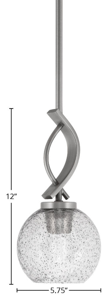 Cavella 1-Light Stem Hung Mini Pendant, Graphite, 5.75" Smoke Bubble Glass