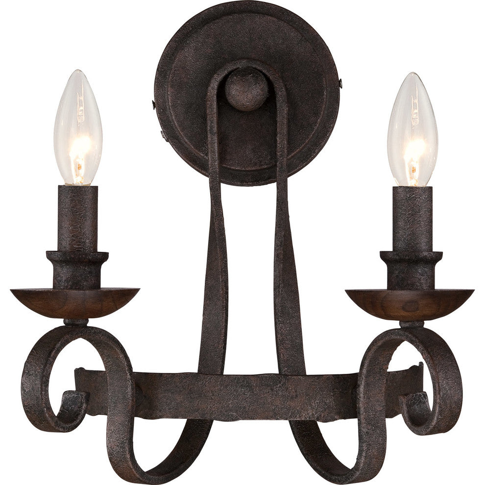 Quoizel NBE8702RK Two Light Wall Sconce Noble Rustic Black