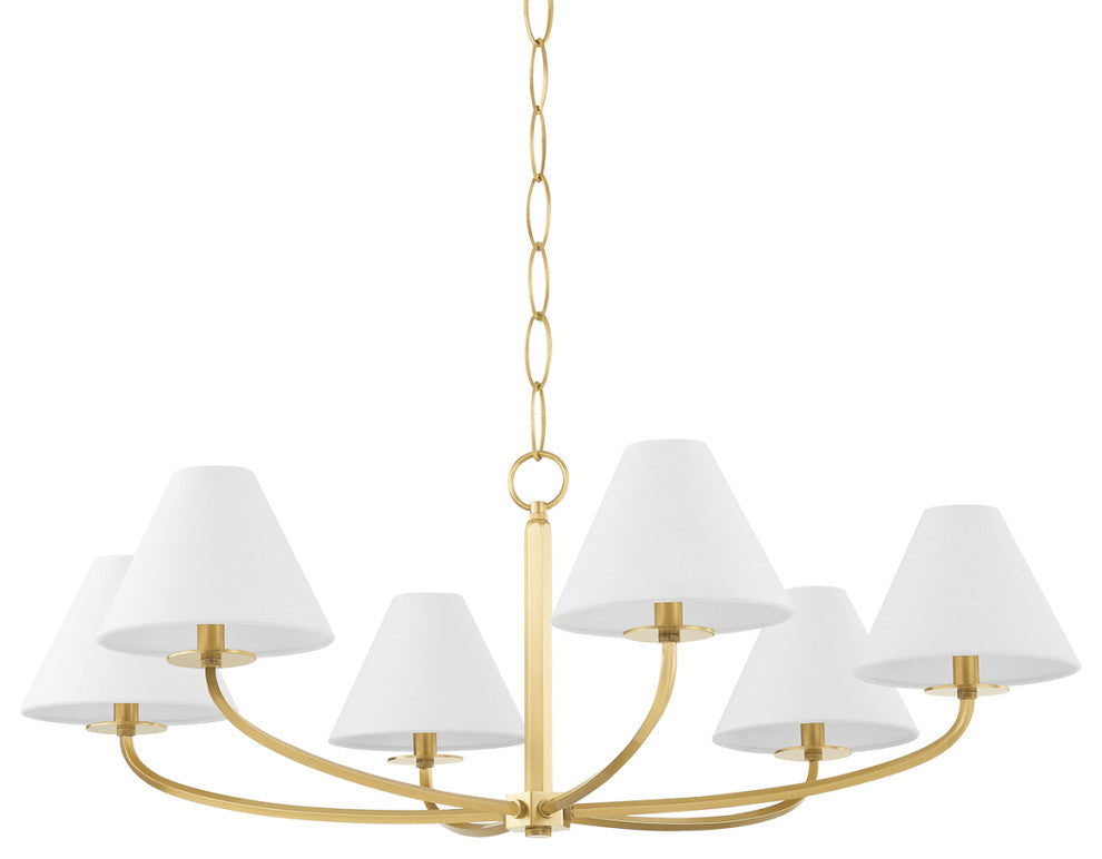 Stacey 6-Light Chandelier, Aged Brass