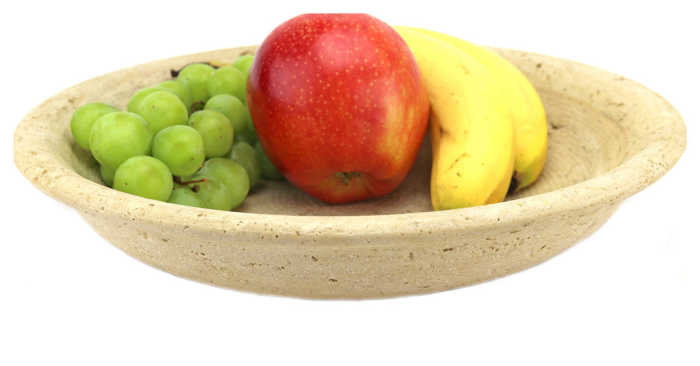 Travertine Marble Centerpiece Bowl, 12"x2.5"