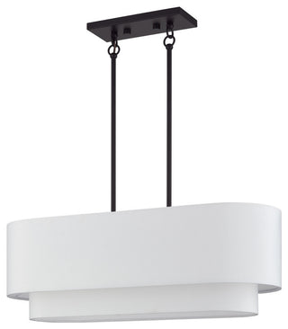 Manorwood 3-Light Bronze Medium Linear Chandelier with Hand Crafted Shades