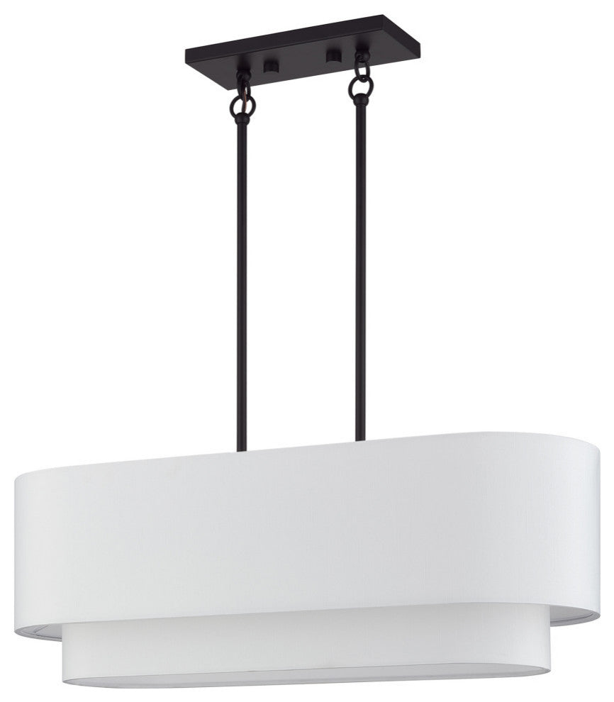 Manorwood 3-Light Bronze Medium Linear Chandelier with Hand Crafted Shades