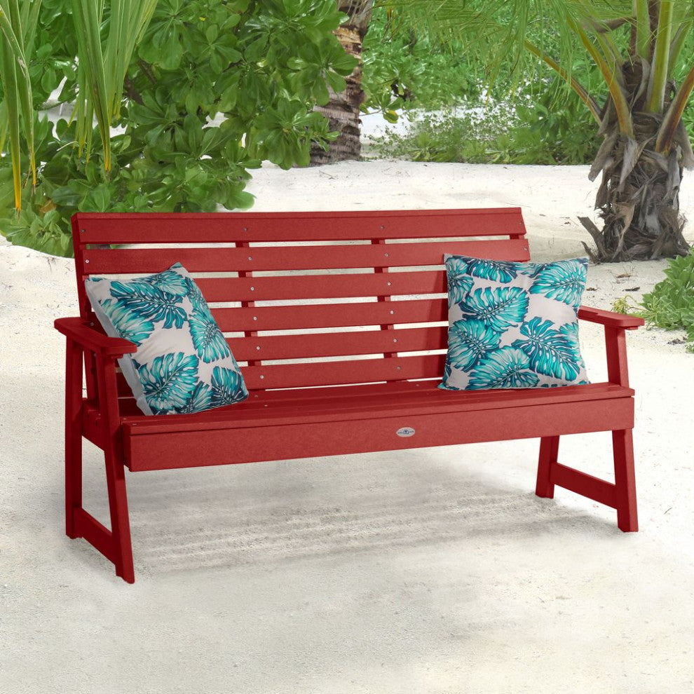Riverside Garden Bench 5', Boathouse Red