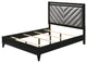 Briella V Lines Tufted Headboard Standard Bed, Gray/Black, King