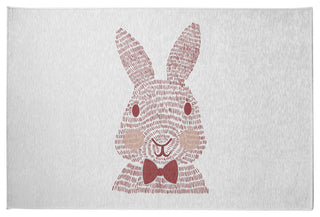 Monochrome Bunny Easter Chenille Rug, Ligonberry Red, 2'x3'