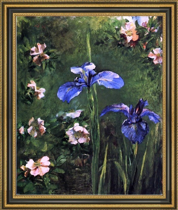 John La Farge Wild Roses and Irises Framed Premium Canvas Print, 16"x20"
