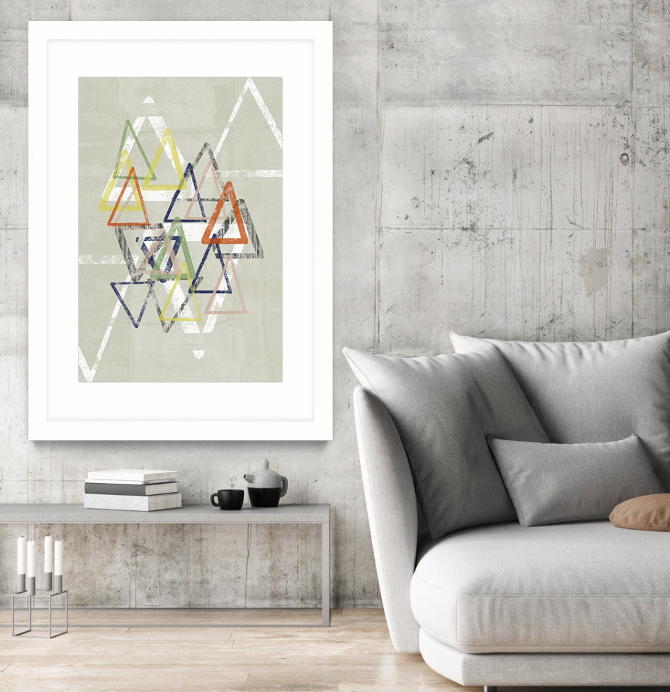 "Stamped Triangles II" Matted and Framed, 52" x 36"