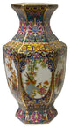 Purple blue Rich Multi-Color Print Flower Bird Graphic Porcelain Vase Hws1491