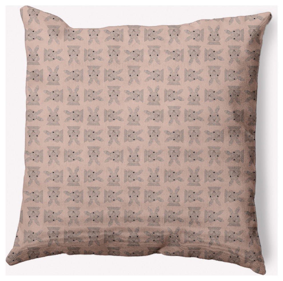 Criss Cross Bunnies Easter Decorative Throw Pillow, Sunwashed Red, 18x18"