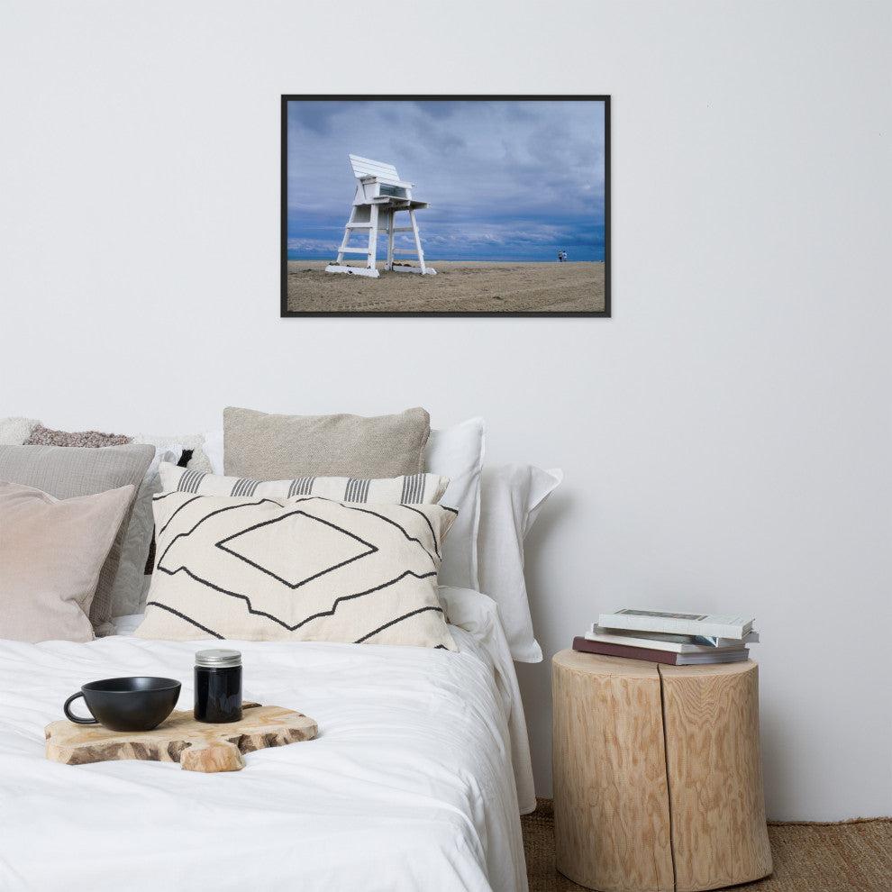 Approaching Storm Landscape Photo Paper Coastal Art Framed Wall Art Print, Black, 24" X 36"