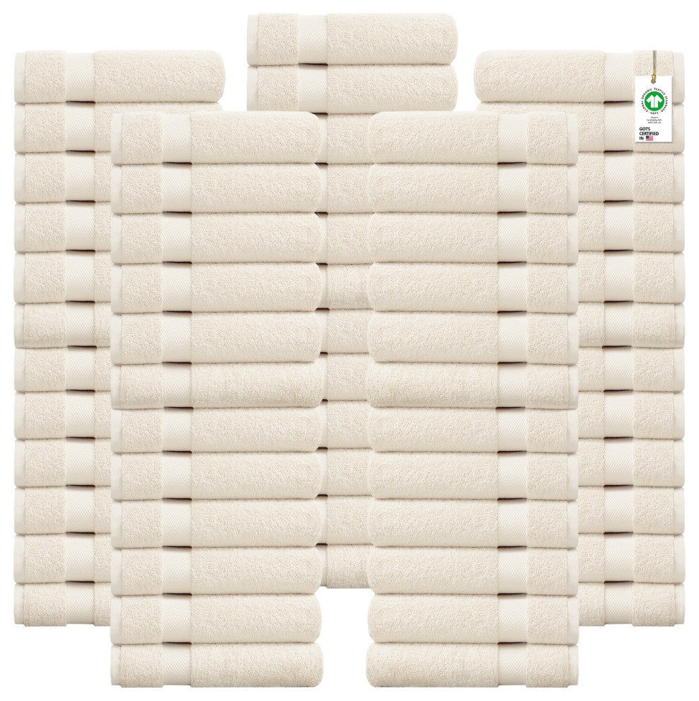 Delara Washcloths Set 100% Organic Cotton, GOTS Certified Absorbent, Ivory, 120 Pack
