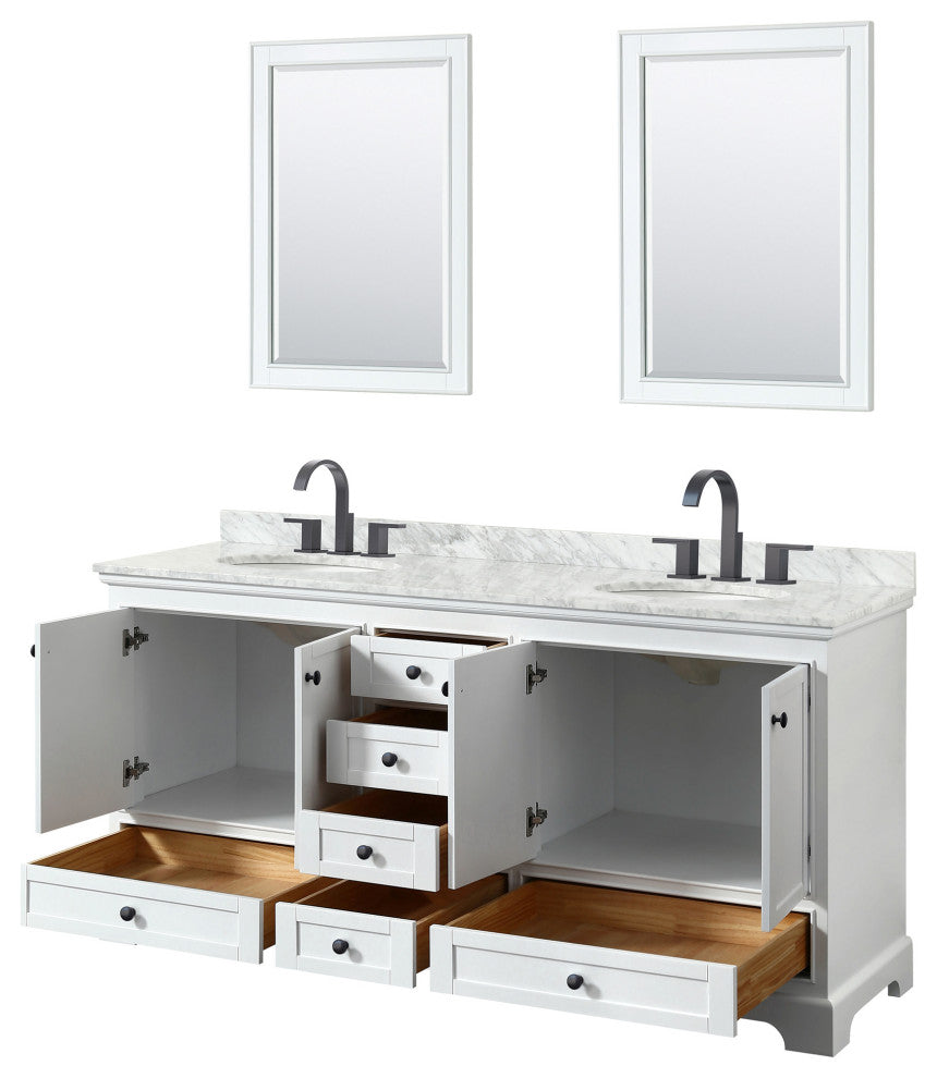 Wyndham Collection WCS202072DCMUNOM24 Deborah 72" - White / White Carrara