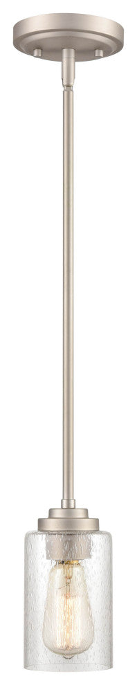 1 Light 5 in. Satin Nickel Mini-Pendant