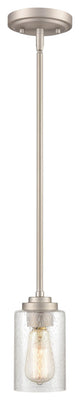 1 Light 5 in. Satin Nickel Mini-Pendant