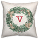 Christmas Wreath Monogram V 18x18 Spun Poly Pillow