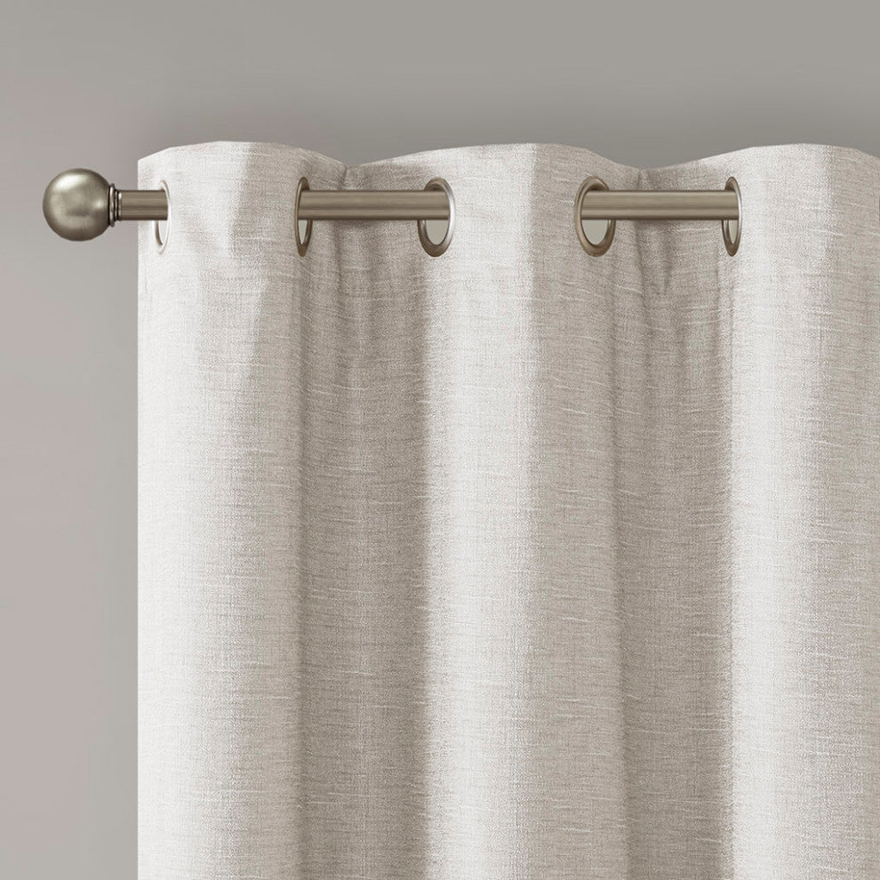 Madison Park Tonal Printed Faux Silk Room Darkening Curtain Panel Pair