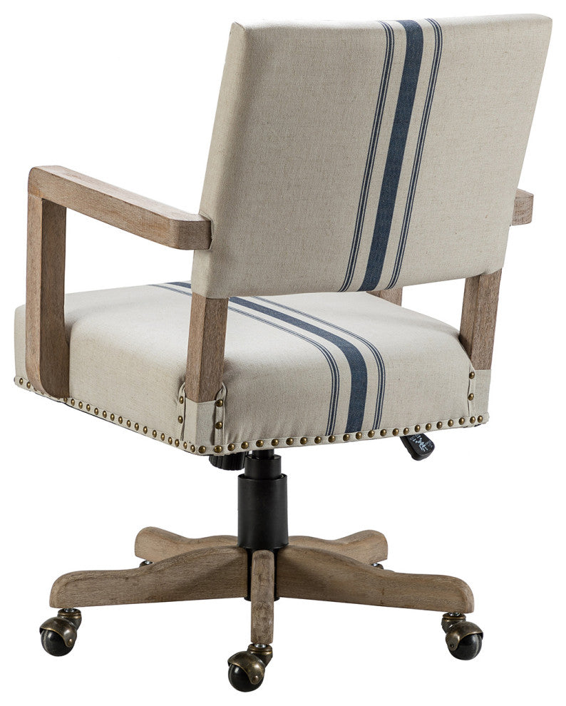 Swivel Office Task Chair With Nailhead Trim, Navy