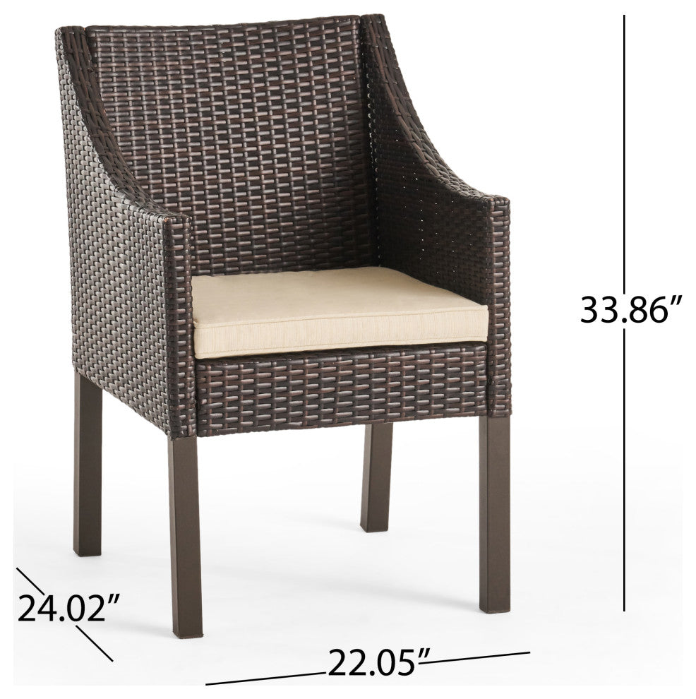 GDF Studio 7-Piece Azore Outdoor Wicker Dining Set With Aluminum Dining Table