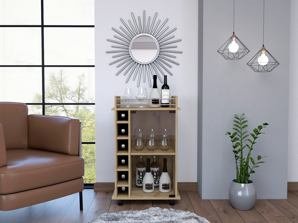 Vegas, Bar Cart, Light Oak