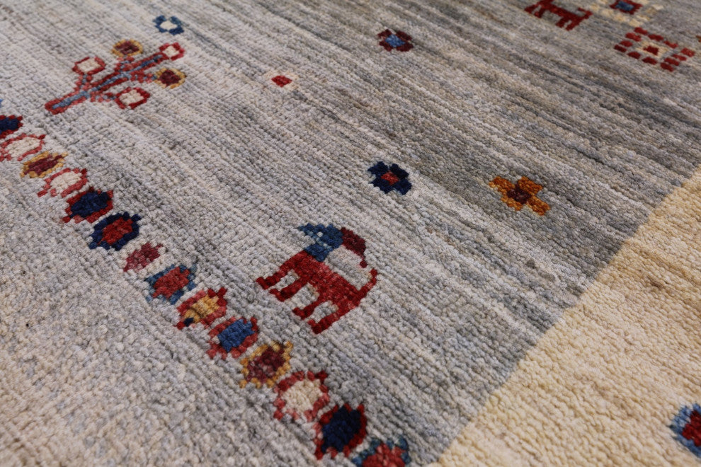 Persian Tribal Gabbeh Handmade Wool Rug 5' 6" X 7' 10" - Q12666