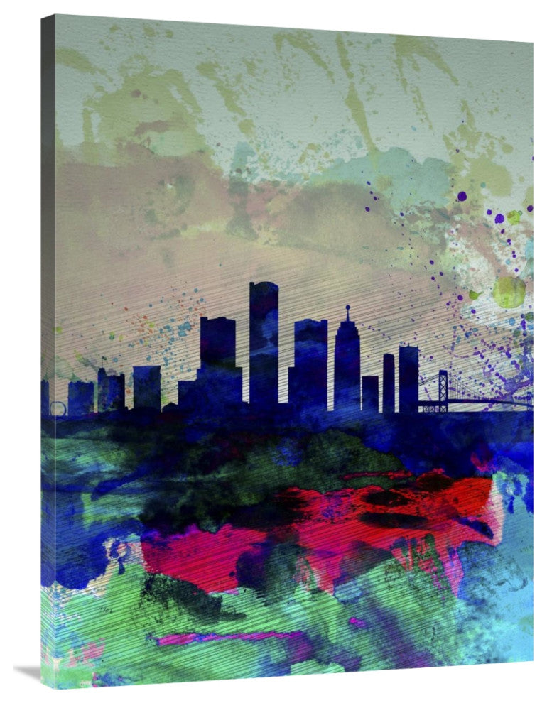 "Detroit Watercolor Skyline" Fine Art Print