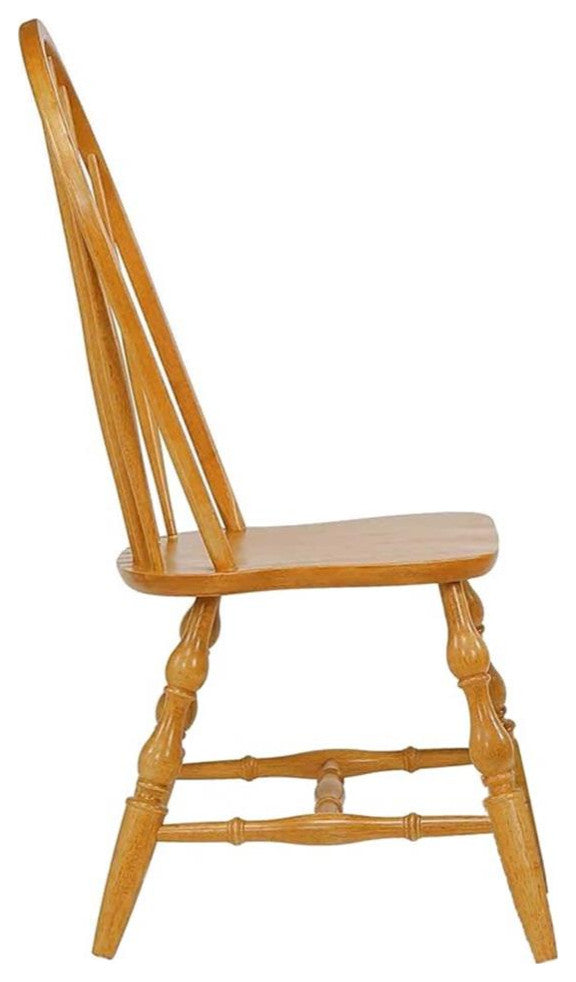Sunset Trading Oak Selections 18" Wood Windsor Dining Chair in Oak (Set of 2)
