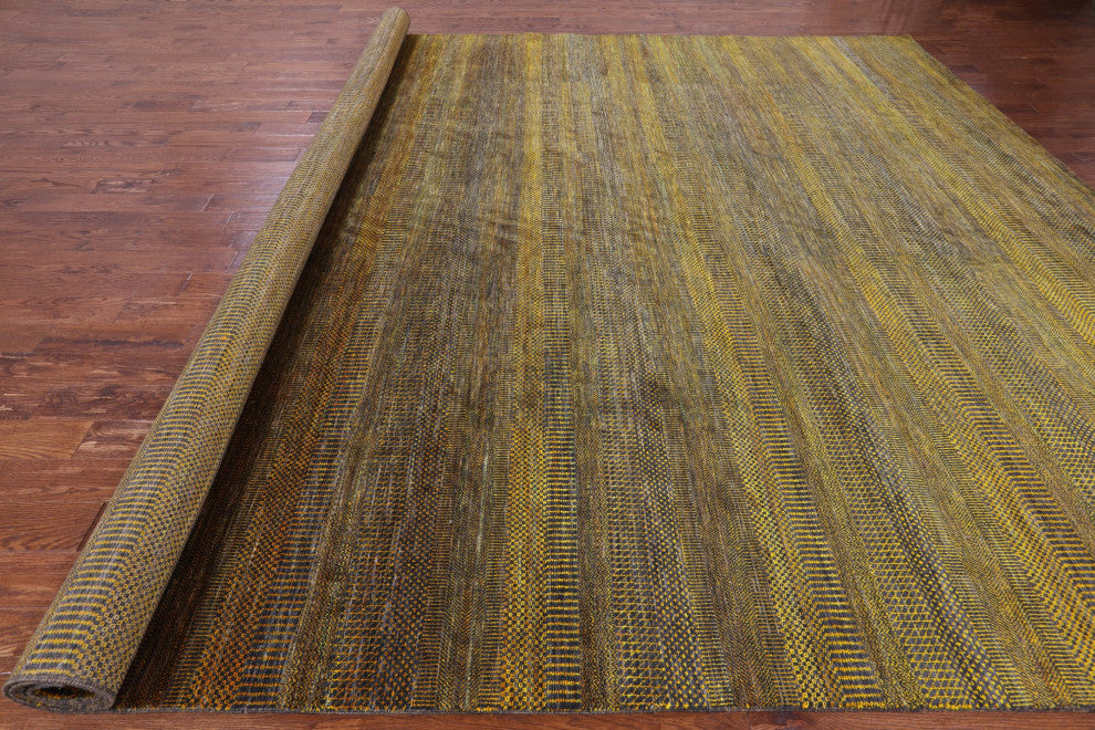 12' 0" X 15' 0" Wool and Silk Super Savannah Gabbeh Hand-Knotted Rug Q8991
