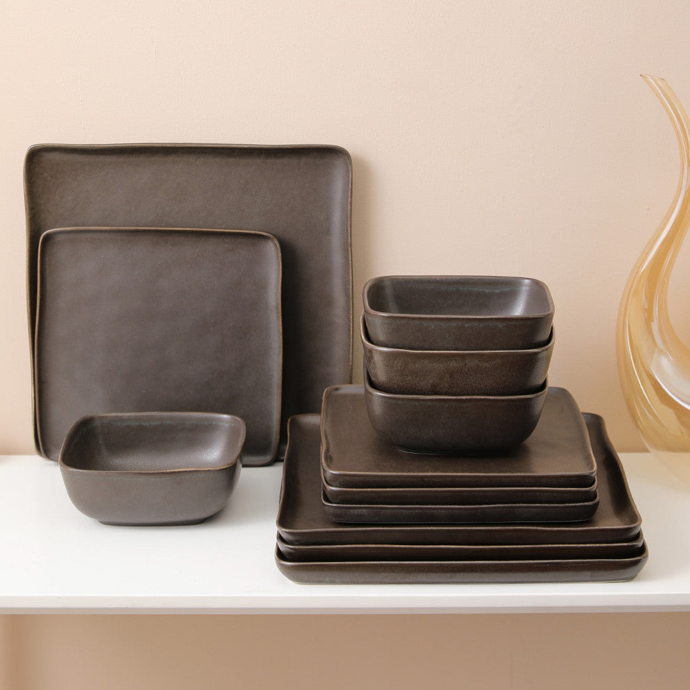 Stone Lain Jonny Stoneware Dinnerware Set, Brown, 24-Piece