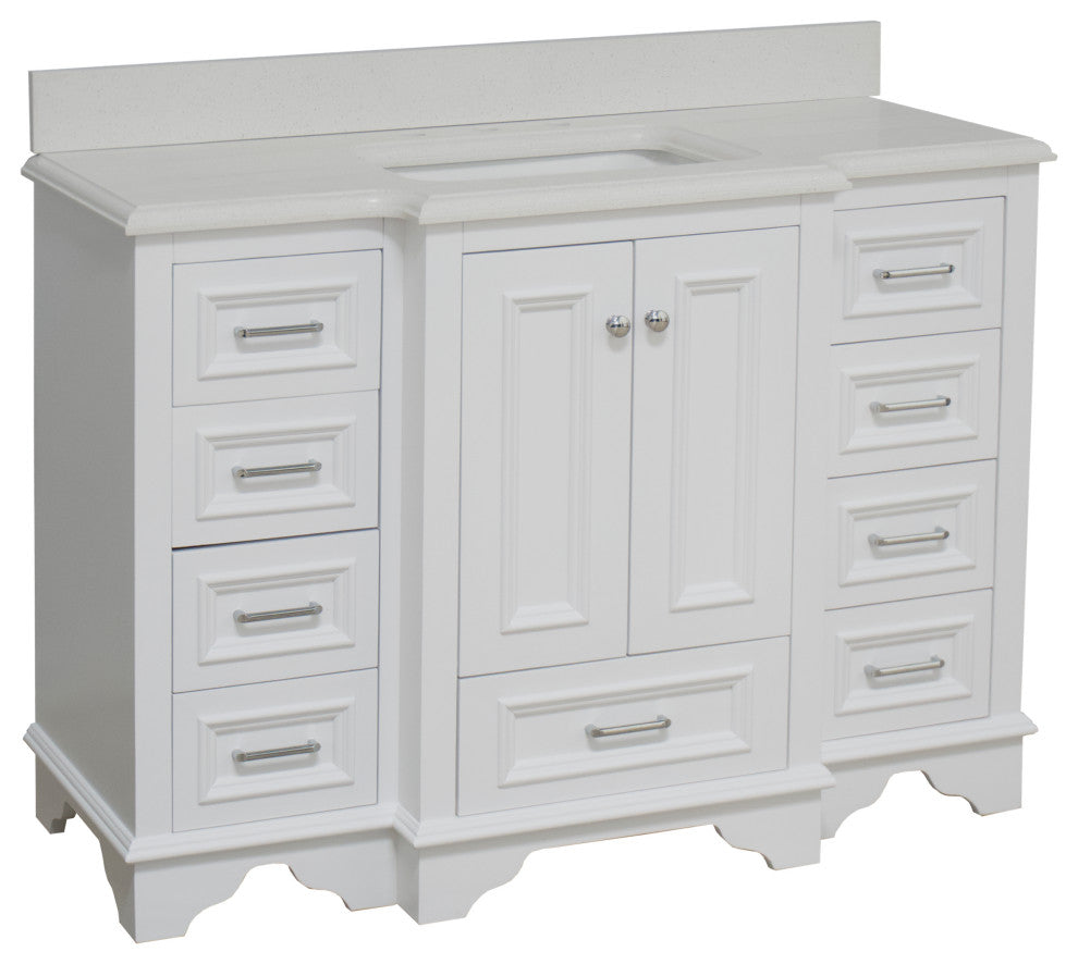 Nantucket 48" Bathroom Vanity, White, Quartz