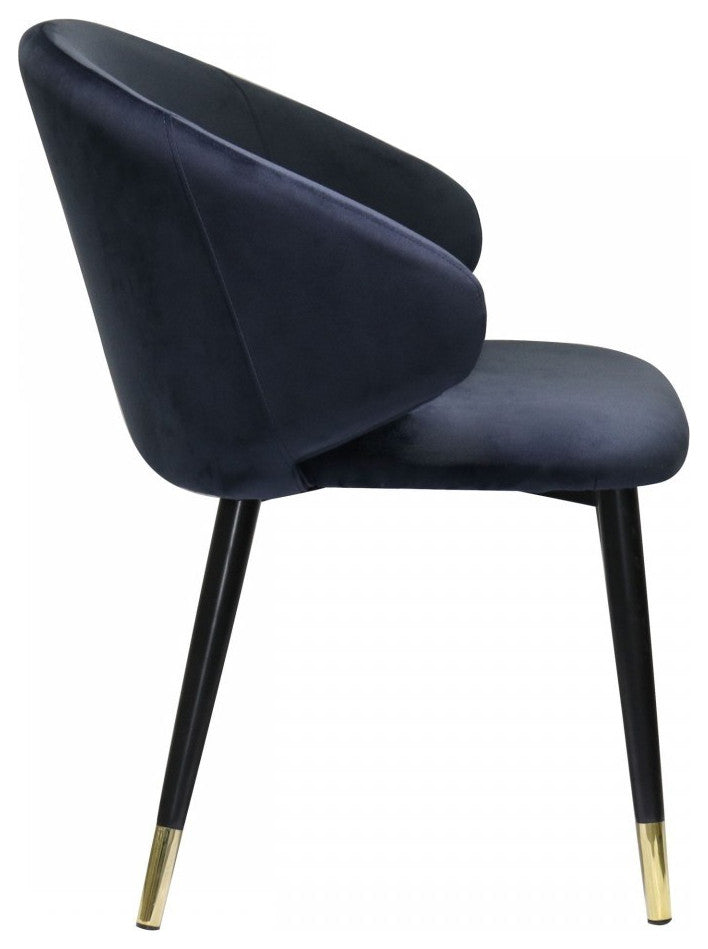 Set of Two Blue Velvet Dining Chairs
