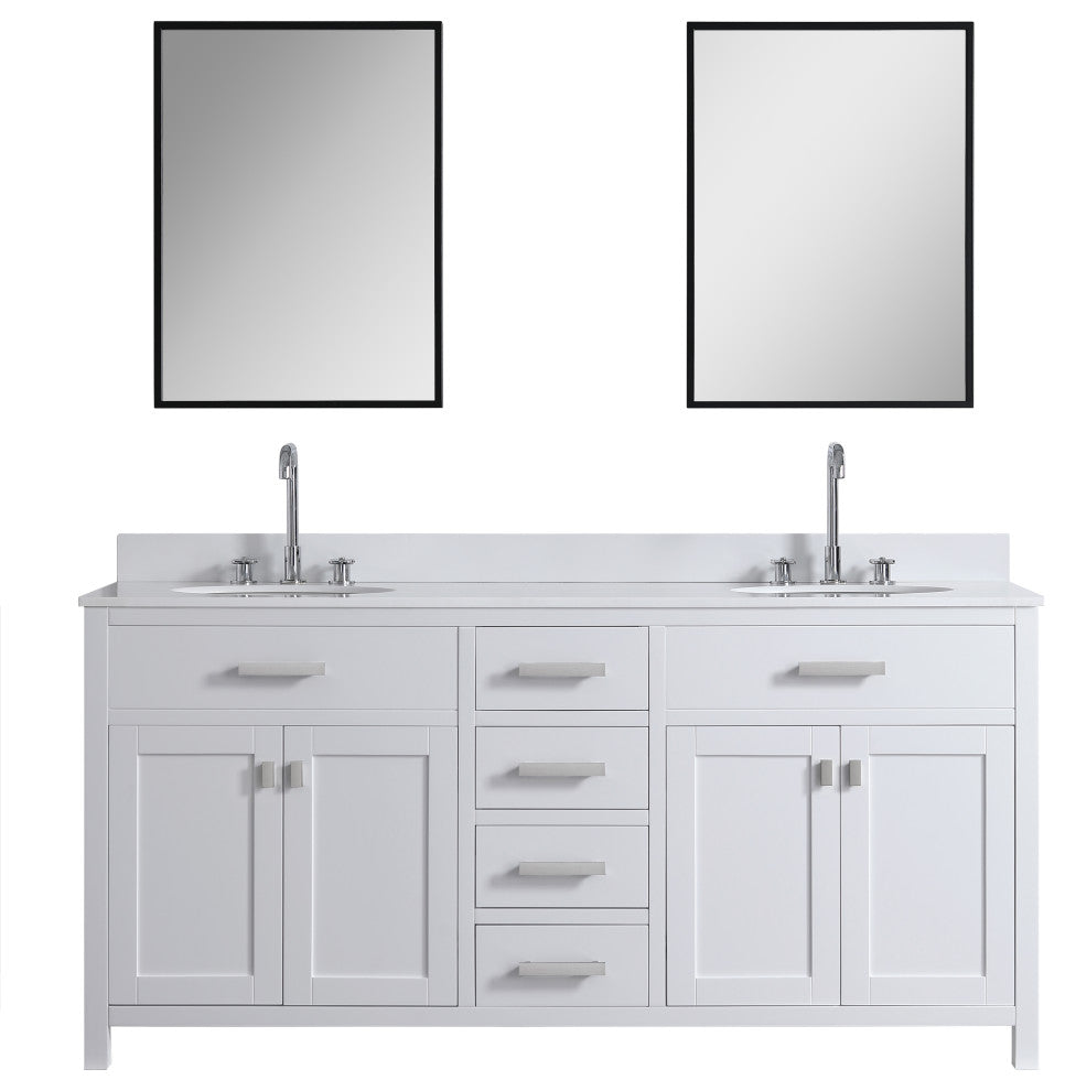 London 71-in White Bathroom Vanity Base Cabinet Without Top
