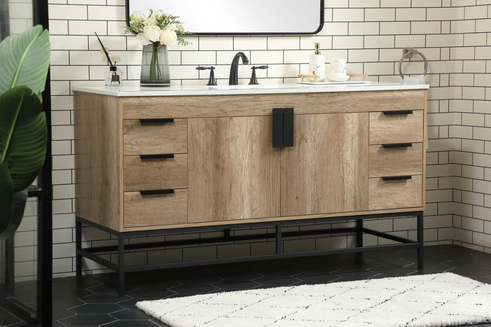 Home Living 22" Modern Natural Oak-Light Bathroom Vanity