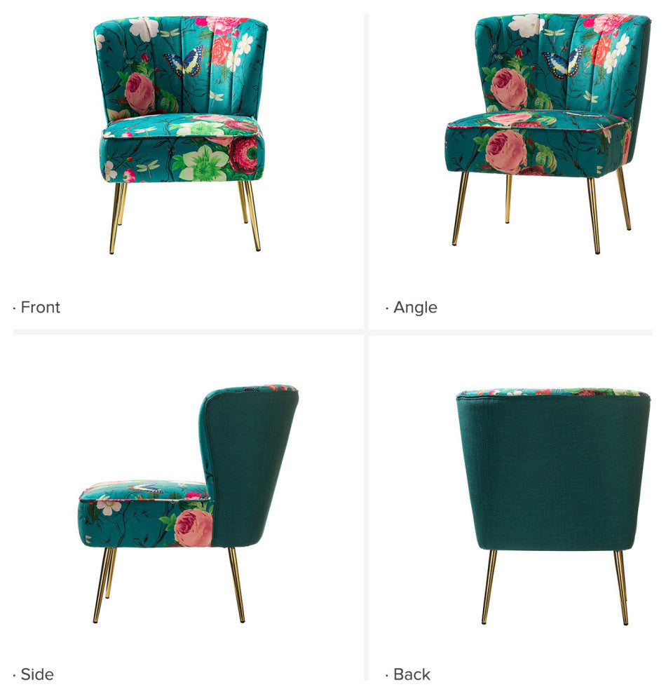 Upholstered Accent Side Chair With Tufted Back Set of 2, Blue