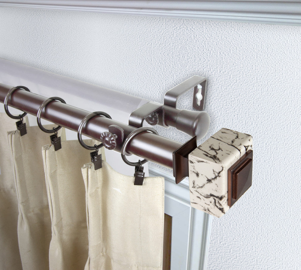 Brielle 1" Diameter Double Curtain Rod, Bronze, 66-120"