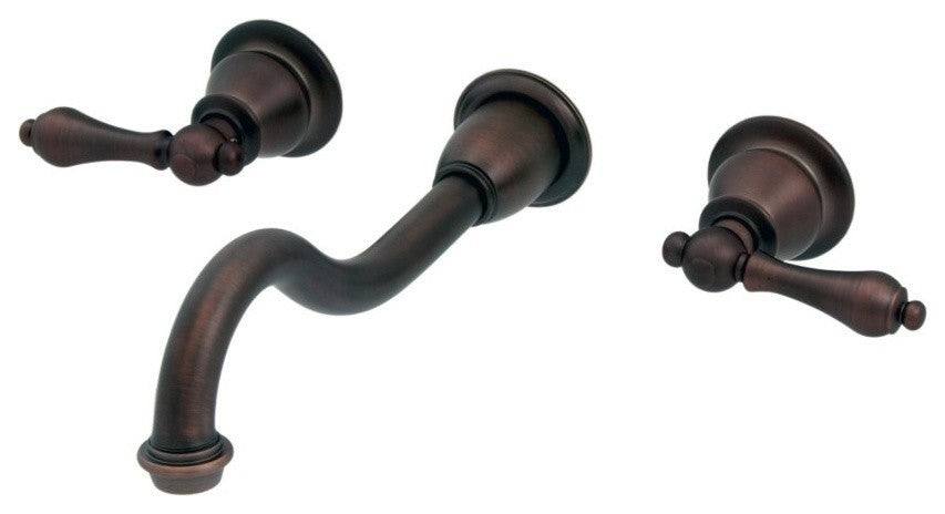 Elegant Spout Wall Mount Vessel/Lavatory Faucet, Porcelain cross handles