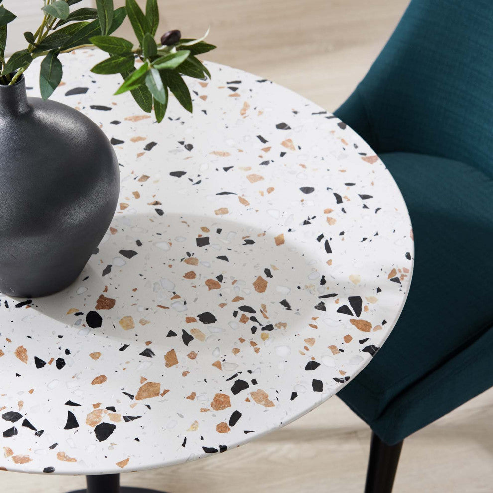 28" Dining Table, Round, White Black, Metal, Modern, Bistro Hospitality