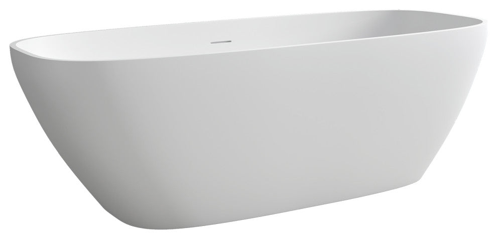 67" Solid Surface Freestanding Flatbottom Non-Whirlpool Bathtub, White