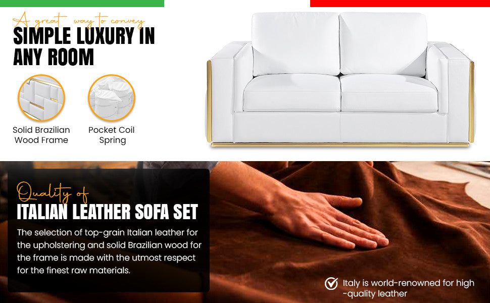 Luna Top Grain Italian Leather  Loveseat