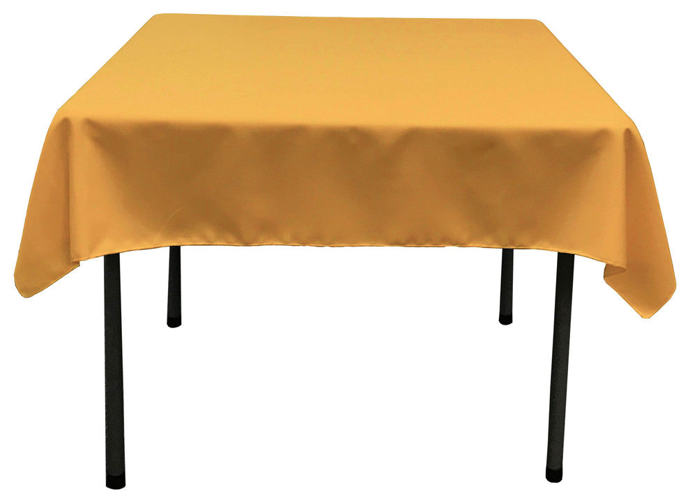 LA Linen Square Polyester Poplin Tablecloth, Gold, 58"x58"