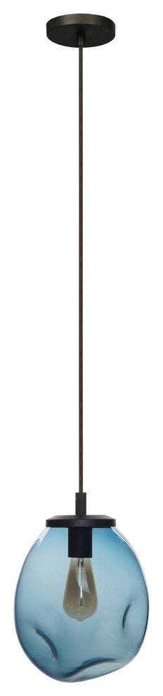 Pendant Light Handblown Glass Contemporary Hanging Light, Blue,12"