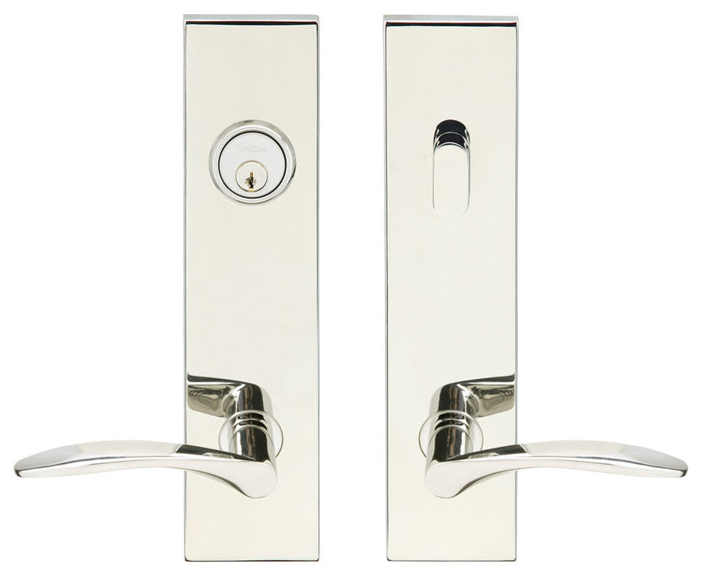 Crest Lever, Tubular Entry, Single Cylinder, Left Hand, Polished Stainless Steel
