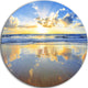 Blue Sky And Clouds Mirrored In Sea, Seascape Round Wall Art, 11"