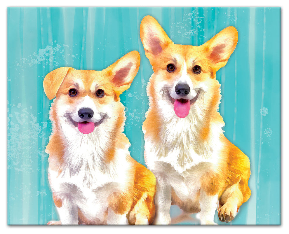 Corgi Dog Pals 24x30 Canvas Wall Art