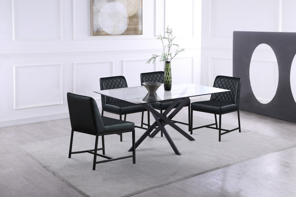 Xander Dining Table, Matte Black Legs, Rectangular Top