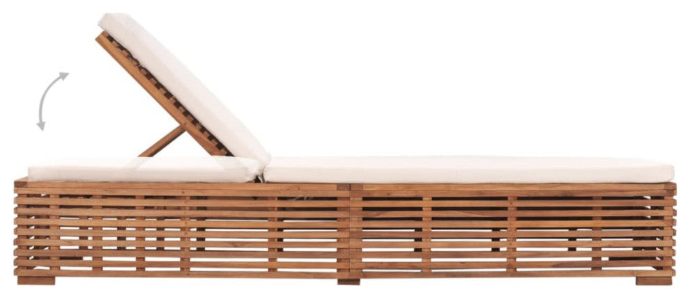 Vidaxl Sun Lounger With Cream Cushion Solid Teak Wood