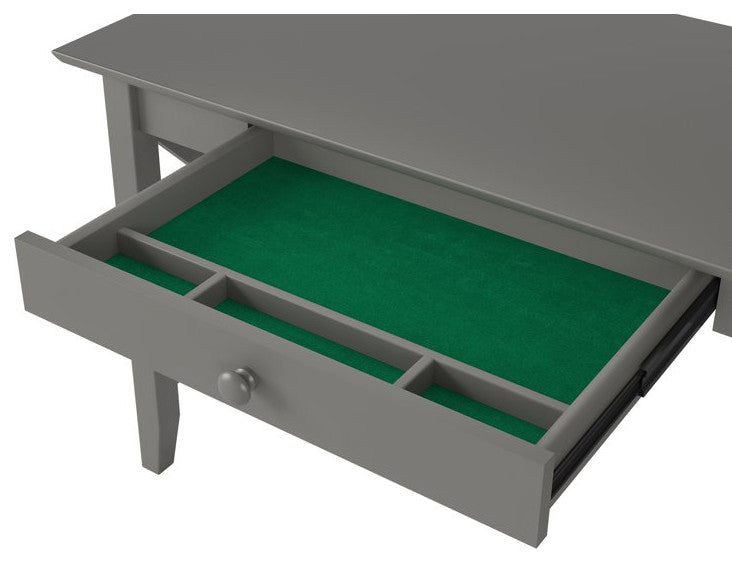 Classic Desk, Hardwood Frame With Rectangular Top & Storage Drawer, Gray