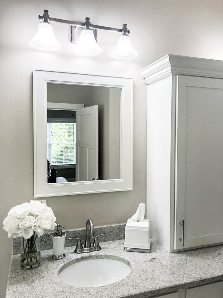 Porter Framed Wall Mirror, White, 26"x38"