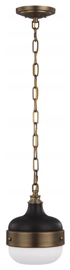 Feiss Cadence 1-Bulb Dark Antique Brass/Matte Black Pendant