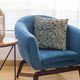 Plutus Blue Flower Velvet Paisley Luxury Throw Pillow, 22"x22"
